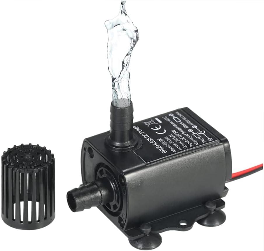 Decdeal Water Pump Aquarium, Submersible Water Pump, DC 12V 5W, Mini quiet Pump for Pond Aquarium Fish Tank, 280L/H, Lift 300cm
