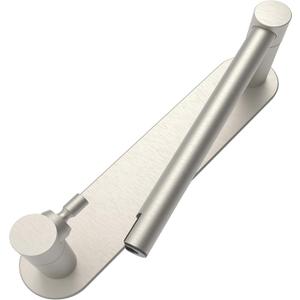 Adhesive Toilet Paper Holder Brushed Nickel Bathroom Double Post Pivoting Toilet Tissue Holder Roll Holder Stick On No Drilling Stainless Steel and Zinc Alloy