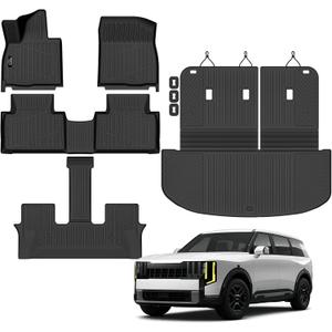 Floor Mats Custom for Kia Telluride 2027 Gas Only (Not for Hybrid) 7&8 Seater Trunk Mat with Backrest Mat All Weather TPE Full Set Liners Cargo Protector for Telluride 2027 Fuel Accessories, Black