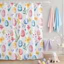 Easter Shower Curtains for Bathroom Easter Eggs Spring Stall Shower Curtain Set Waterproof Polyester Bathroom Curtains Floral Leaves Bathtub Decorations 72x72 Inch