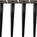 Straight Furniture Table Legs 18 Inch, Round Tapered Metal Furniture Legs Black, Modern Dresser Cabinet Sofa Support Feet Replacement, Set of 4