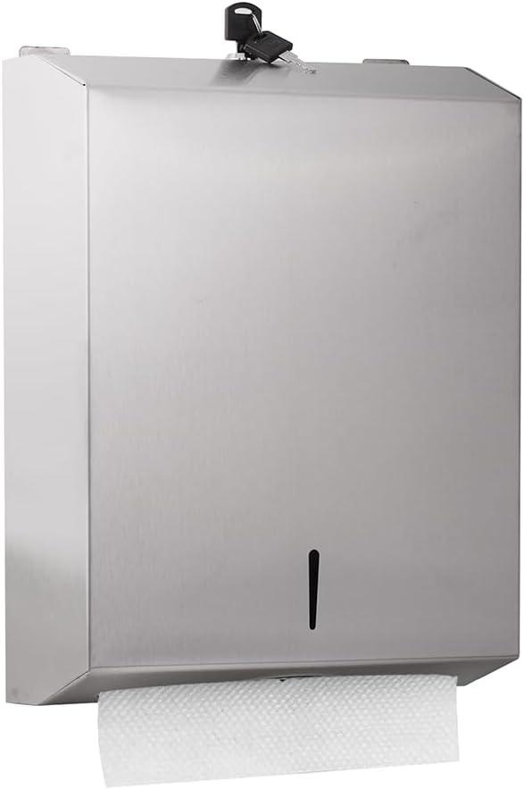 DOUKE Paper Towel Dispenser Wall Mount Commercial c-fold/Multi-fold/Tri-fold, Touchless Hand Towel Dispenser with Lock (Silver)