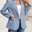 ELLEVEN Women's Blazer Business Casual Lightweight Suit - Long Sleeve Slim Fit Work Office Jacket with Pockets (Blue, S)
