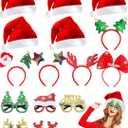 Unistylar Christmas Headwear Headbands and Glasses Set, Christmas Party Favors, Eyeglasses Headpieces Santa Hats Accessories