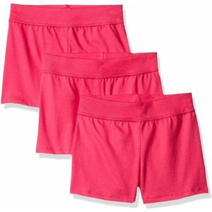 Hanes Little Girls' Jersey Short (Pack of 3) (Medium, Amaranth)