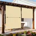 Outdoor Roller Shade 5'W x 6'H Cordless Shades Roll Up, Folding Exterior Patio Blinds, Blackout Sunshades Curtains for Outside Porch Screens, Apartment Balcony, Pergola (Beige), 60"W x 72"H