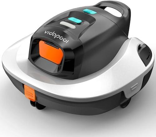 Vidapool Robotic Pool Vacuum Cleaner,Portable Swimming Pool Vacuum Self-Parking Technology with LED Indicator,Ideal for Above Ground/Flat Pools up to 860 Sq.Ft,Lasts 90 Mins-White