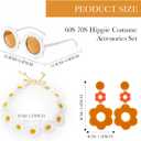 Shihanee 60/70s Hippie Costume Outfits Set for Women Bell Sleeve Floral Mesh Crop Top Glasses Earrings Headband Accessories(M)