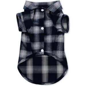 Koneseve Dog Shirt, Pet Plaid Clothes T-Shirt Sweater Matching Breathable for Small Medium Large Dog Cat Puppy Adorable Casual Cozy Halloween Thanksgiving Christmas Costumes (Blue,4XL)