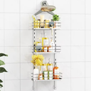 3 Tier Height-Adjustable Shower Caddy Hanging Anti-Swing-Over The Shower Head Caddy-Storage Organizer Bathroom Shelves Basket-Silver