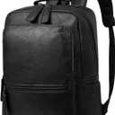 Unisex PU leather laptop bag work business bag hiking backpack leisure day bag university schoolbag (Large,Black 1)