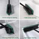 Eyliden Double-Sided Floor Scrub Brush, 65.5'' Long Handle, V-Shaped Head Brushes for Crevice and Corner Cleaning, No-Scratch Effortless Grout Brush for Floor Joint Tile Seams Bathroom Kitchen (Green)