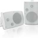 Herdio 400W 6.5 Inch Passive Outdoor Speakers Wired Waterproof,2 Way Wall Mounted Speakers with Powerful Bass for Patio Home Indoor Poolside Deck Backyard (Pair,White)