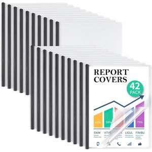 42 Pack Report Covers, COIDEA Report Covers with Sliding Bar, Presentation Folders for A4 and Letter Size Paper, Clear Report Covers Binder Bulk for School Business, 70 Sheet Capacity