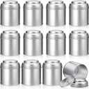 Meanplan 12 Pcs Tea Tin Canister with Airtight Double Lids Round Tin Can Box Small Kitchen Tea Canister Loose Leaf Storage Containers for Loose Bags Coffee Sugar Candy Spices(Silver,8 oz)
