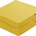 Outdoor Chair Cushions 16 x 17 Inch Water Resistant Patio Chair Cushions with Tie Color Fastness Thick Outdoor Seat Cushion for Garden Lawn Patio Furniture Yellow Set of 2