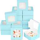 Bakepacker Light Blue 30-Packs Bakery Boxes with Window 6x6x3 inches Thick & Sturdy Macaroon Pastry Boxes Cookie Boxes for Bakerys