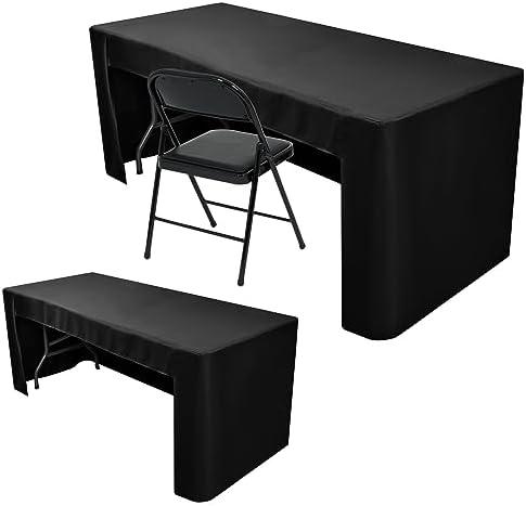 Nasitos 2 Pack Black Tablecloth 6 Foot-Open Back Fitted Tablecloth Rectangle Table, Washable Fabric Trade Show Table Cover for Craft Show, Display, Parties, Wedding, Events