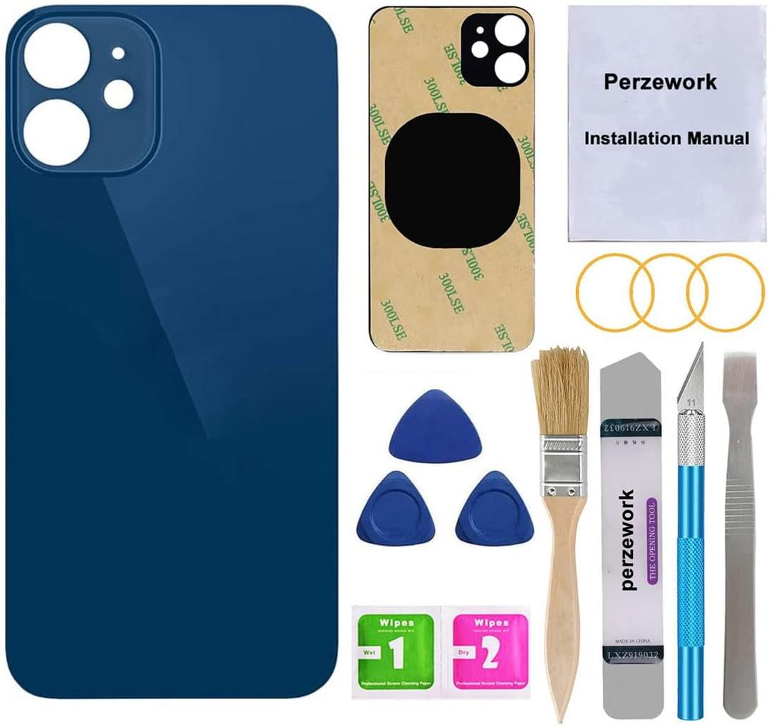 OEM Rear Back Glass Replacement for iPhone 12 Mini 5.4 inches (Blue) with Reparing Toolkit