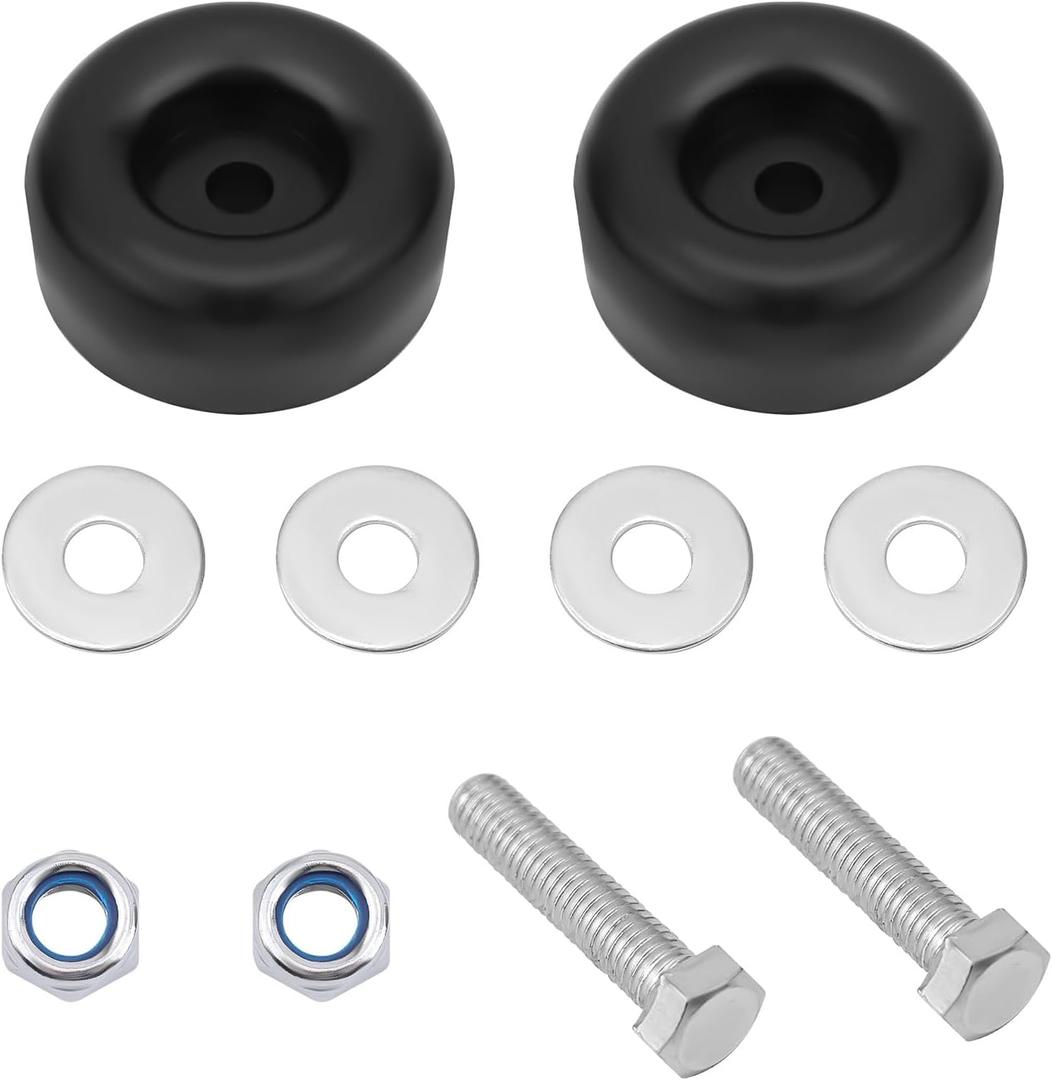 4pcs Trailer Ramp Door Rubber Bumpers, 2.5in Round Bump Truck Cargo Stops with Screws Nuts Spacers, Rubber Pads for Shock Absorption Replacement Parts Accessories