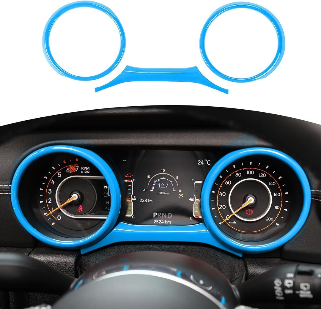 RT-TCZ for Jeep JL Dashboard Instrument Panel Gauges Trim Ring Cover for Jeep Wrangler JL JLU Gladiator JT 2018-2023 Light Blue Interior Accessories 3pcs