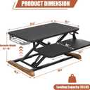 Height Adjustable Standing Desk Converter with Keyboard Tray, 26x16 Inch, Sit to Stand Desk Riser with Elegant Side Cover and Wooden Feet, Compact Monitor and Laptop Riser for Home & Office, Black, Gas Spring Standing Desk Converter