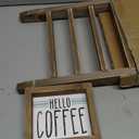 GENMOUS Wood K Cups Holder for Countertop, Farmhouse Coffee Pod Holder with Coffee Bar Decor Sign, Rustic K cup Organizer for Home Kitchen Storage, Station Organizer Accessories Brown