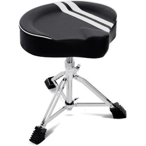 AODSK Heavy-Duty Drum Throne - Adjustable Height 17.13-23.62 Inches, Comfortable PU Surface, Extra-Thick Seat, 400 lbs Weight Capacity, Ideal for Adult Drummers (Black & White)