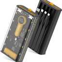 Portable Charger 10000mAh,22.5W Fast Charging Power Bank with Built in Cables,Transparent External Battery Pack with Flashlight,USB C in&out Portable Phone Charger for iPhone Samsung Android Cellphone Transparent+Black