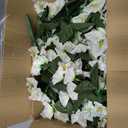HyeFlora Artificial Faux Hanging White Flowers Plants Basket for Outdoor Outside Christmas Winter Decor, Fake UV Resistant Realistic Morning Glory Flowers for Porch Home Balcony Yard Patio Decoration