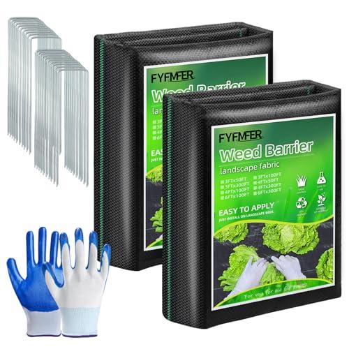 (Set of 5) FYFMFER 4FT x 100FT Weed Barrier Landscape Fabric,3.2oz Premium Heavy Duty Woven Cloth for Garden,Ground Cover Geotextile Fabric for Gardening, Farming with 20 U-Shaped Securing Pegs (Set of 5) FYFMFER 4FT x 100FT Weed Barrier Landscape Fabric,3.2oz Premium Heavy Duty Woven Cloth for Garden,Ground Cover Geotextile Fabric for Gardening, Farming with 20 U-Shaped Securing Pegs