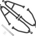Front Upper & Lower A-Arms Kit +3" for 2003–2004 Suzuki LTZ400, 2003–2004 Kawasaki KFX400, Adjustable Camber & Toe, Heavy Duty Wide Suspension Arms Wrinkle Black