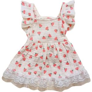 QWINEE Cute Flower Pattern Dog Dress Ruffle Trim Princess Dress Cat Vest Dress Lace Trim Summer Dress Pet Clothes for Small Medium Cats Dogs Kitten Puppy Pink S