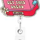 Retractable Badge Reel, Cute Badge Reels for Nurse Badge Holder with Alligator Clip for Doctor Teacher (Bread Machine)