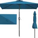 6.5' x 10' Rectangular Patio Umbrellas for Outdoor, Outdoor Table Umbrella, Large Outdoor Patio Umbrellas with 6 Sturdy Ribs for Market, Garden, Pool (Lake Blue)