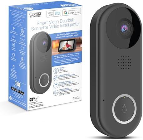 Feit Electric Doorbell Camera, 2.4 GHz WiFi, No Hub, Two-Way Audio, Motion Detection, Night Vision, 1080p HD, Micro SD Card Storage, Wireless Chime Included, Hardwired, CAM/Door/WiFi