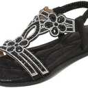 Dkieuyu Rhinestone Sandals for Women 2026 Dressy Casual Summer Flat Casual Dress Sandal Sparkly Beach Wedding Bride Sandals Size 39