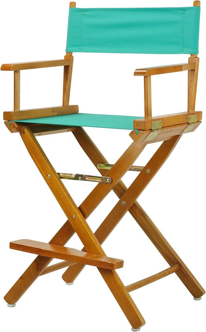 Casual Home 24" Director's Chair Honey Oak Frame-with Teal Canvas, Counter Height