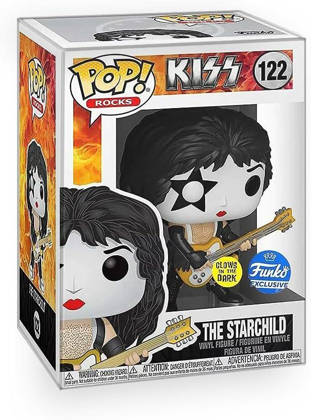 Pop Rocks: KISS - The Starchild (Glows-in-The-Dark) Exclusive Vinyl Figure Bundle with Compatible Funko Box Protector