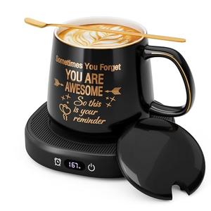 Coffee Mug Warmer & You are Awesome Mug Set, Electric Cup Warmer for Desk, Beverage Warmer with 4 Temperature Settings, 8-Hour Auto Shut Off