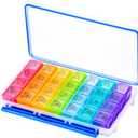 NuLeaf Pill Organizer 4 Times A Day, Large Compartments Portable 7 Day 4 Times a Day Travel Pill Organizer with Moisture-Proof Design to Hold Vitamins, Supplements and Medication