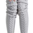 Pcavin Women's Thigh High Socks Over the Knee Cable Knit Boot Socks, Long Warm Fashion Leg Warmers Winter (One Size, 1pcs-gray)