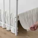 Bed Skirt Queen Size Ruffled Bed Skirt with Split Corners, 18 Inch Drop Dust Ruffle Bed Skirts with Platform, Boho Tufted Shabby Chic Queen Size Bed Skirts, Ivory