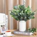 Ceenna 30 Pcs 6 Kinds Mixed Greenery Stem Artificial Faux Eucalyptus Leaves Silver Dollar Eucalyptus Picks and Sprays for Vase Dried Fake Greenery Filler Leaves Bundle for Wedding Floral Arrangement