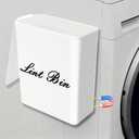 Artilife Magnetic Plastic Lint Bin with Lid for Laundry Room, 6 X 5 Inch Compact Wall Mount Lint Holder for Dryer, Small White ABS Can for Dryer Lint and Sheets