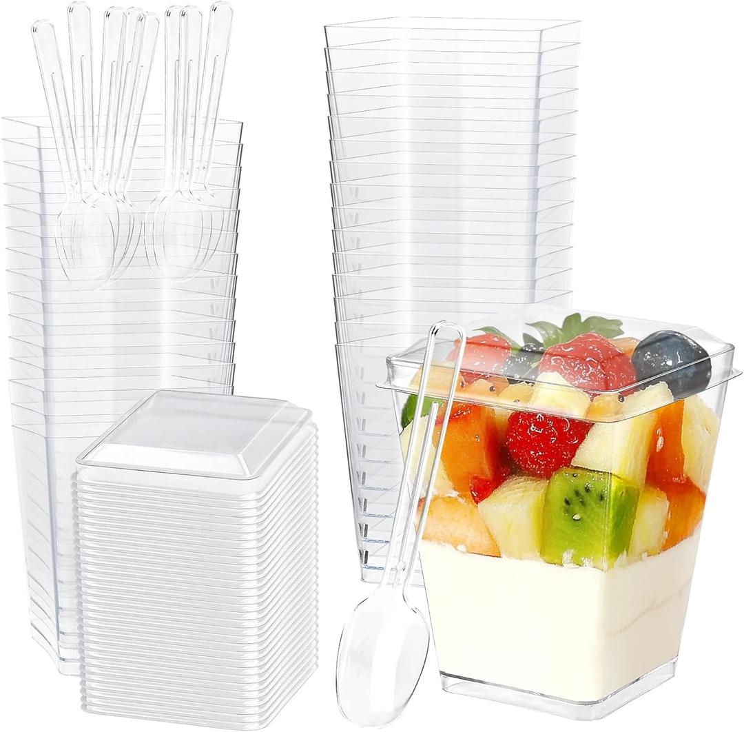 30 Pack 5oz Dessert Cups with Lids and Spoons,Yogurt Parfait Cup with Lids,Plastic Dessert Containers with Lid,Mini Parfait Shooter Cups for Pudding,Yogurt,Appetizer,Ice Cream