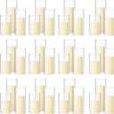 Shihanee Set of 36 Pillar Candles and Glass Cylinder Vases Clear Cylinder Holders for Slim Pillar Candles Wedding Centerpieces(2.6'' X 4.7'', 5.9'', 7.9'',Ivory White)