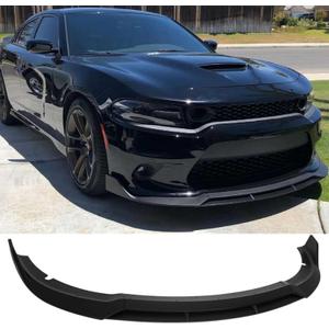 Matte Black Front Bumper Lower Lip Splitter Kit Compatible with Dodge Charger SRT/Hellcats/Scat Pack 2015 2016 2017 2018 2019 2020 2012 2022 2023 RT Style, Air Chin Body Kit Accessories
