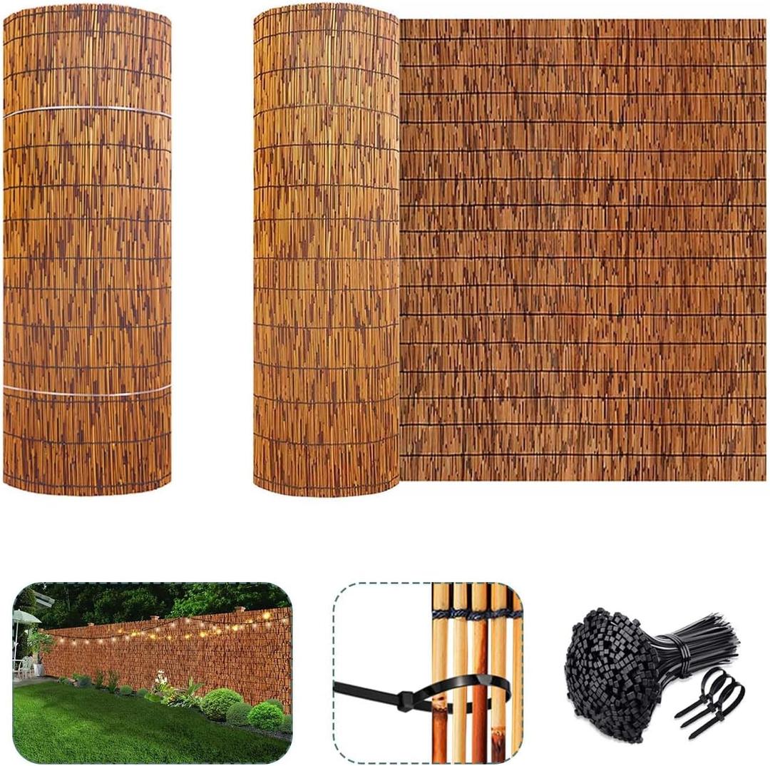 Natural Privacy Fence Screen Bamboo Fencing Rolls Balcony Fence Panel Outdoor Bamboo Wall Covering Sturdy 1-6 Feet Add Beauty for Deck Yard Pool Balcony Railing UV Protection Breathable