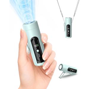 Mini Clip On Handheld Cooling Fan, 17000RPM 5 Speed Small Belt Fan with Ice Cooling Plate, Long Battery & LED Display, Portable Pocket Waist Fan for Travel Camping Hiking, Gifts for Men Women(Blue)